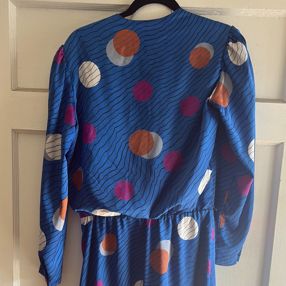 Vibrant Blue Dress with Polka Dots - Picture 7 of 7